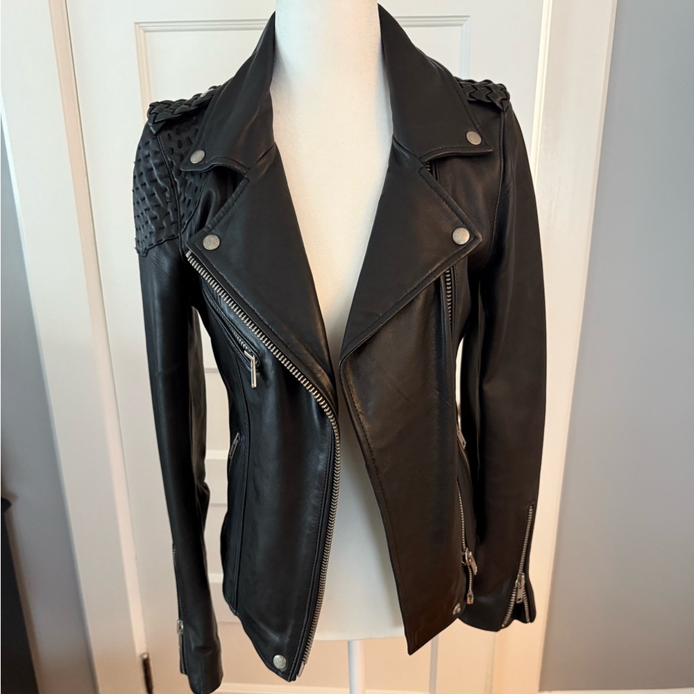Maje Genuine Leather Moto Jacket